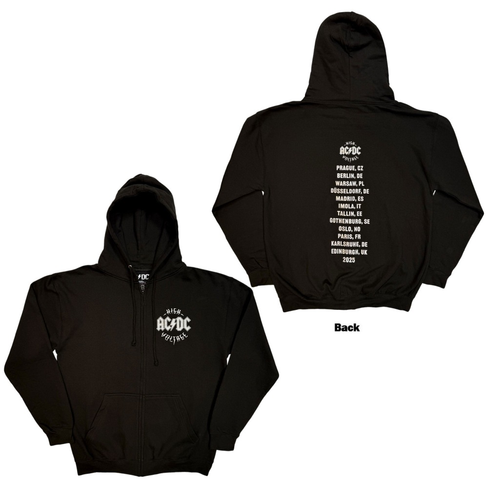 AC/DC - Silver High Voltage EU Tour '25 Kapuzenpullover mit Reißverschluss - Schwarz
